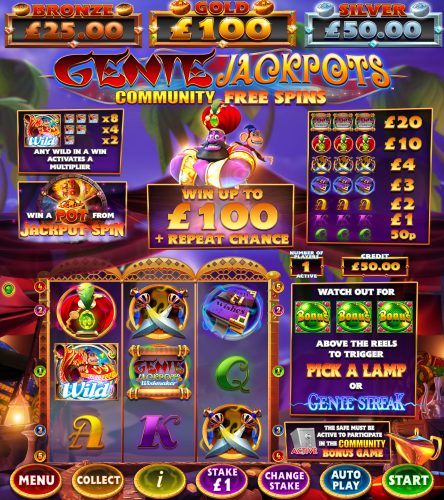 Genie Jackpots Community Free Spins - CATC COMM - Screenshot